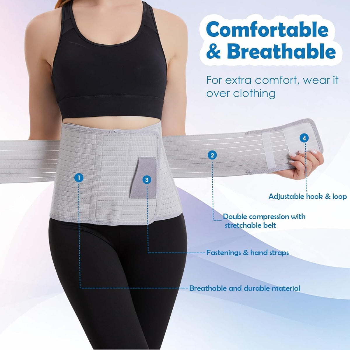 Paskyee Ceinture abdominale post-partum, ceinture abdominale post-chirurgie, ceinture pour soins postnatals, ceinture de taille/pelvis pour soulager les douleurs dorsales.