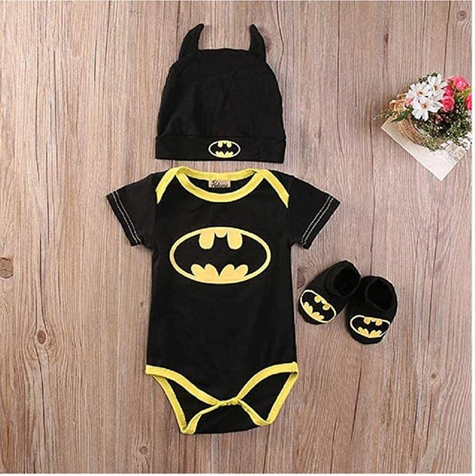 Pejihota Enfants 3 Pièces Costume Enfants Batman Combinaison D'été, Chapeaux Et Chaussettes Costume Trois Pièces