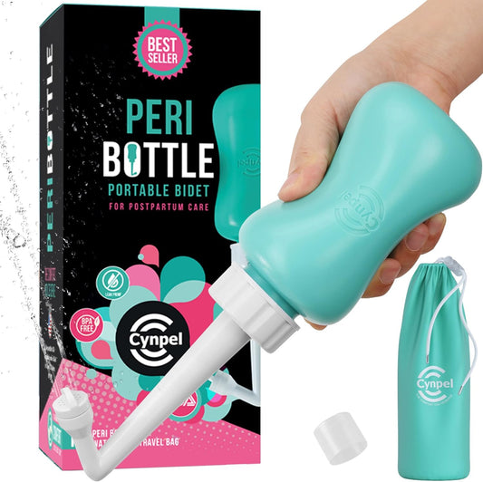 Bidet Portable Soin Post-Partum - 350ml Peri Bottle Femmes - Douche Intime Perinée Jet à l'Envers - Pompe Lavage de Voyage après l'Accouchement - Bleu Turquoise