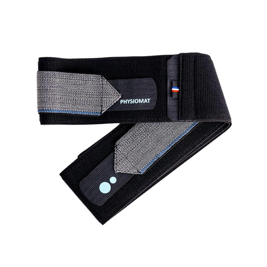 PHYSIOMAT Ceinture Confort - Noir - Soulage Douleurs - Pour Grossesse, Post-Partum, Sport - Hauteur: 8cm - Pour tailles 38 et plus - Eco-Responsable: Fil Recyclé - Fabriquée en France