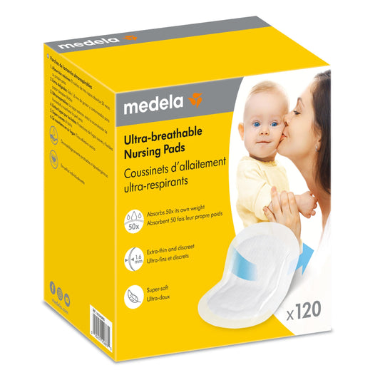 Medela coussinets d'allaitement ultrarespirants, hautement absorbants, design discret pour un port confortable, lot de 120