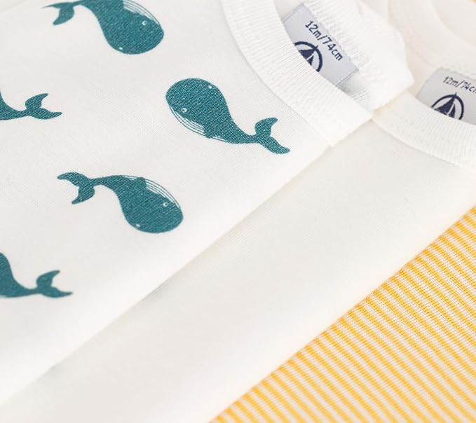 Petit Bateau Bodies Us Manches Courtes (Lot de 3) Mixte bébé