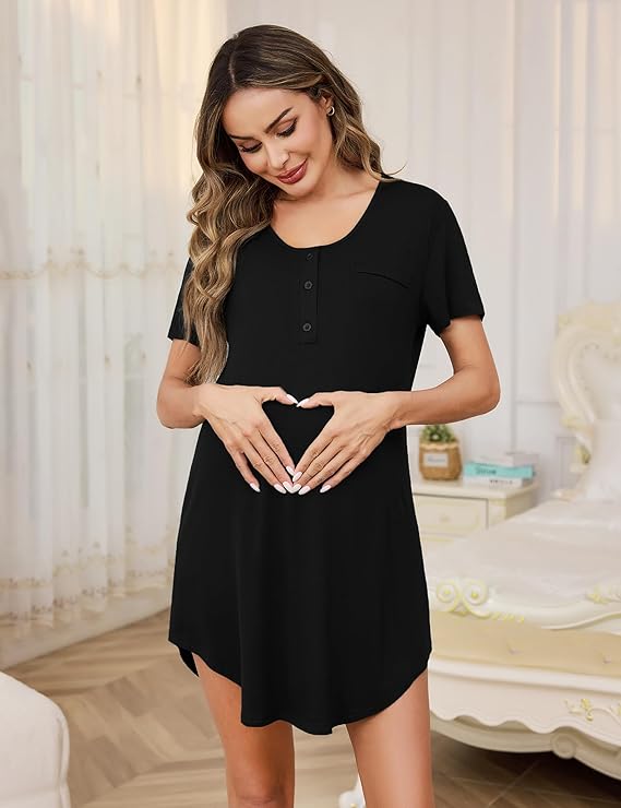 Uniexcosm Chemise De Nuit Allaitement Pyjama De Maternité pour Hôpital Robe De Nuit Femme Enceinte