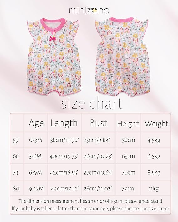 Pyjama Bébé Fille Manches Courtes Barboteuses L'été Grenouillères Coton Combinaisons 0-12 Mois