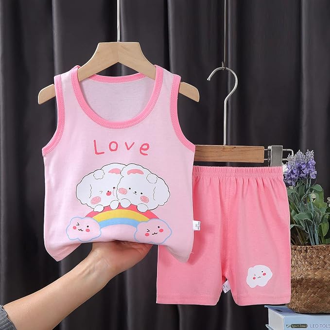 XM-Amigo 8 Pack De Filles Ou Bébé Filles sans Manches T-Shirt Débardeurs Pantalons Courts Ensembles De Vêtements, Âge (3 Mois à 7 Ans)