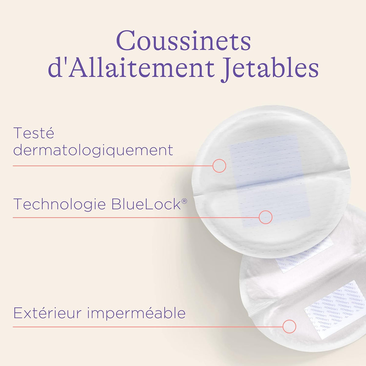 Lansinoh I Coussinets d'allaitement jetables X100, ultra absorbant, de jour comme de nuit, confortables, pour toutes les poitrines