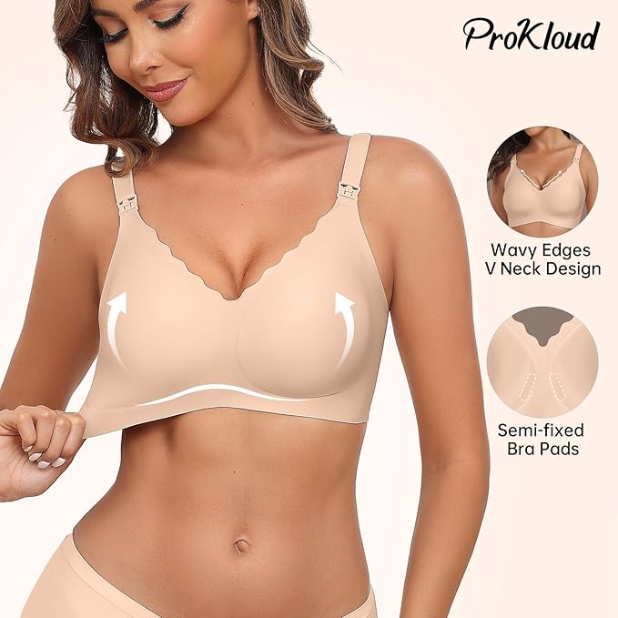 Prokloud Soutien-Gorge d'allaitement Couverture Complète sans Couture Soutien-Gorge de Maternité Confort Soutien-Gorge Allaitement sans Armature Grande Taille avec Boucle d'extension