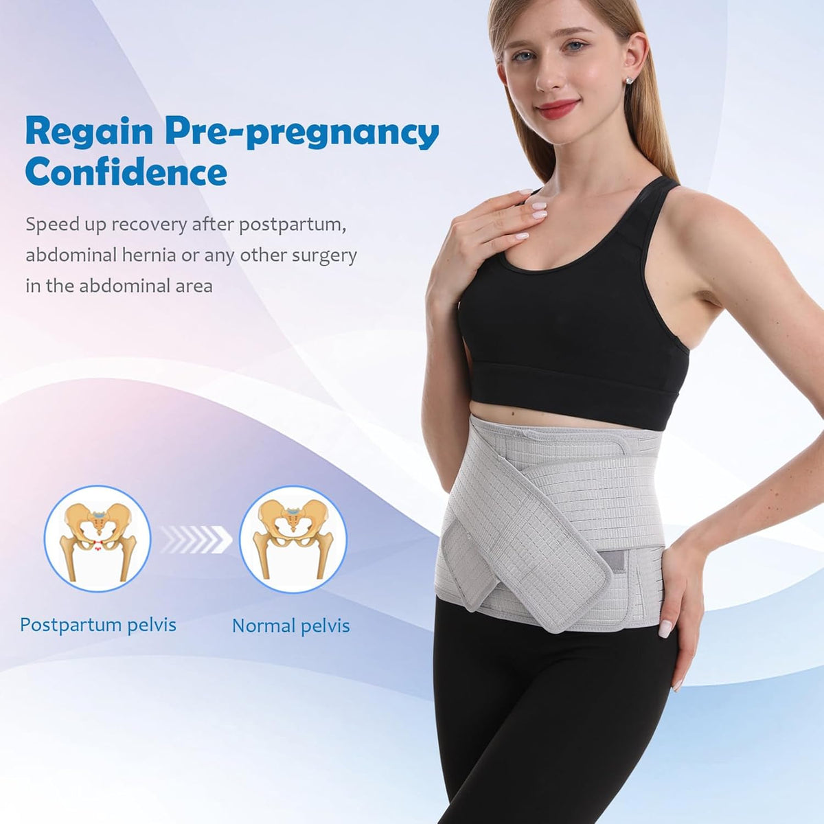 Paskyee Ceinture abdominale post-partum, ceinture abdominale post-chirurgie, ceinture pour soins postnatals, ceinture de taille/pelvis pour soulager les douleurs dorsales.