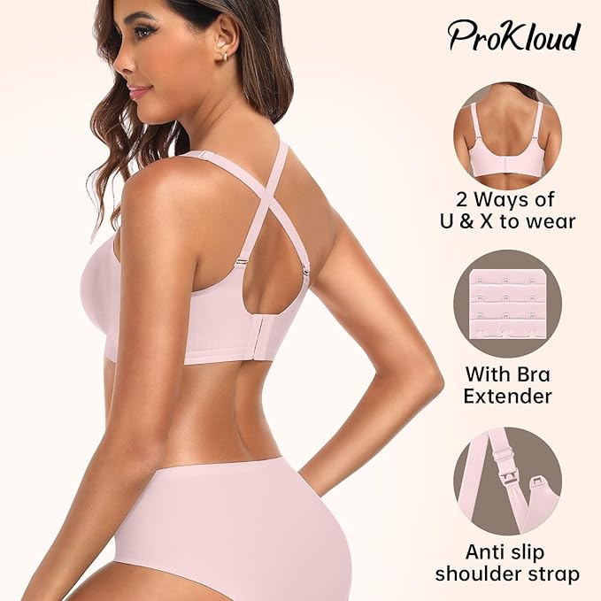 Prokloud Soutien-Gorge d'allaitement Couverture Complète sans Couture Soutien-Gorge de Maternité Confort Soutien-Gorge Allaitement sans Armature Grande Taille avec Boucle d'extension