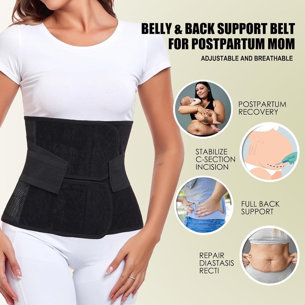 MAMODY Ceinture post accouchement, Gaine post accouchement, ceinture post partum, ventre plat gaine post-partum, Ceinture ventrale post-partum