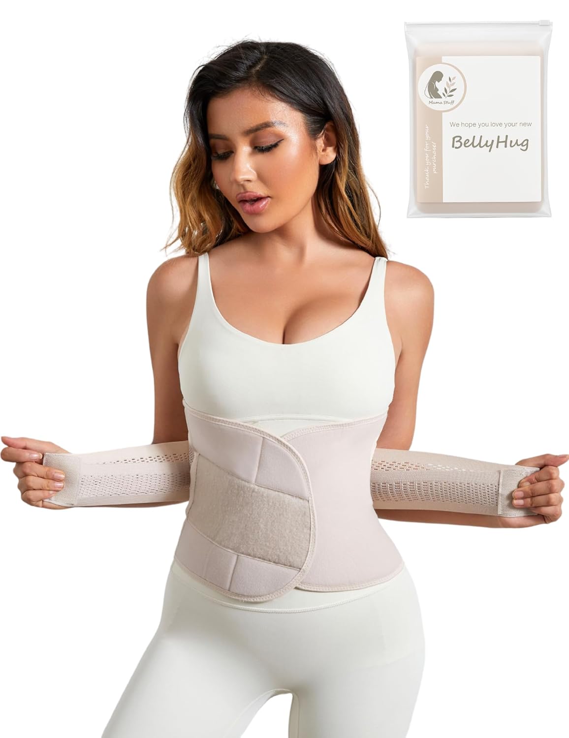 Mama Stuff BellyHug – Ceinture Post-Partum Gainante pour Femme | Soutien du Ventre, Taille et Bassin | Idéale Post Accouchement, Compression Ajustable et Confortable
