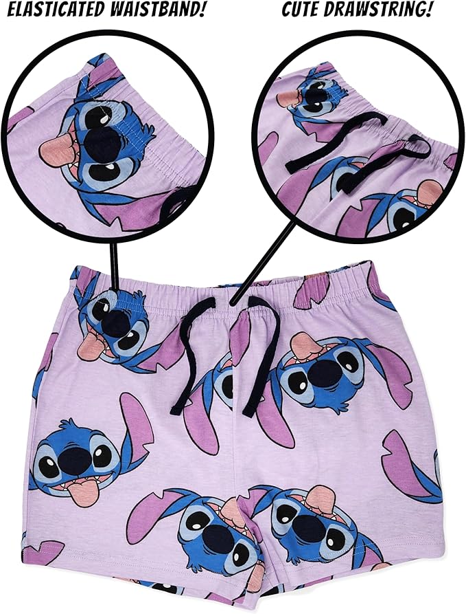 Pyjama 100% Coton peigné à épaules Courtes pour Filles Lilo & Stitch