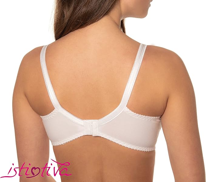 Instintiva Mamma - Soutien-Gorge Allaitement Blanc sans Armature en Coton avec Clips pour découvrir Le Sein d’Une Seule Main - Bonnets Souples Non rembourrés