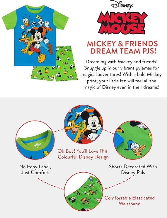 Disney Pyjamas pour Enfants Pyjama Mickey Mouse pour garçons | Vêtements de Nuit pour garçons | Bleu |Alter 12 Monate BIS 8 Jahre