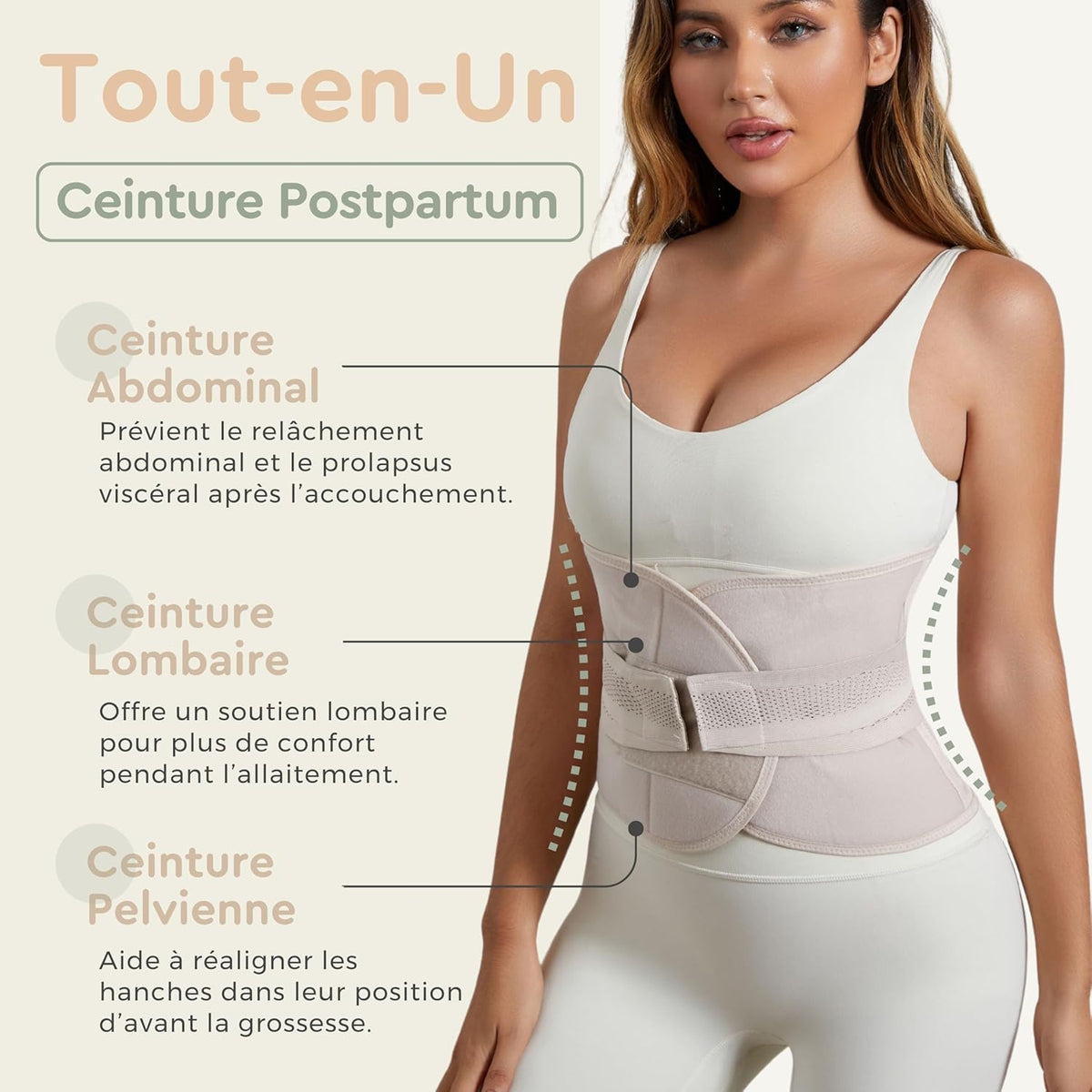 Mama Stuff BellyHug – Ceinture Post-Partum Gainante pour Femme | Soutien du Ventre, Taille et Bassin | Idéale Post Accouchement, Compression Ajustable et Confortable