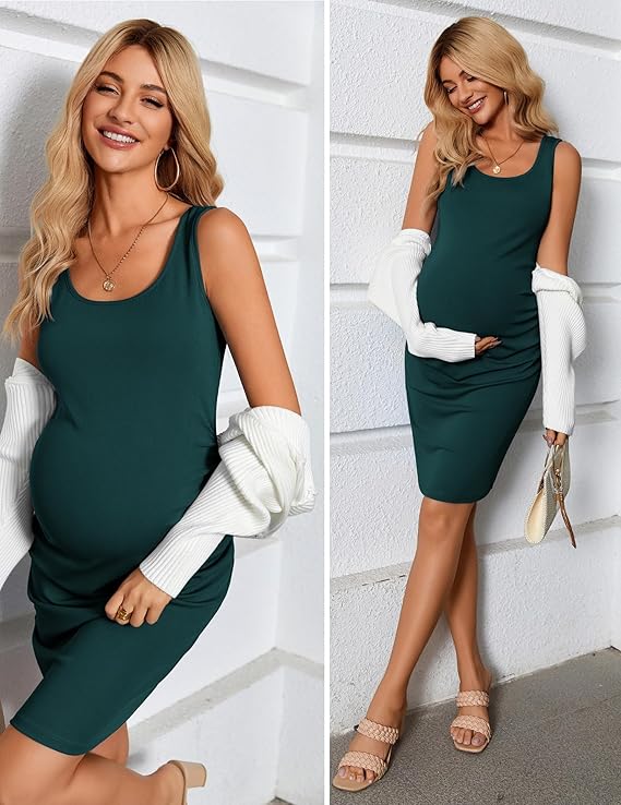 Ekouaer Robes de maternité pour Femmes Vêtements de maternité d'été à Manches Courtes pour Baby Shower