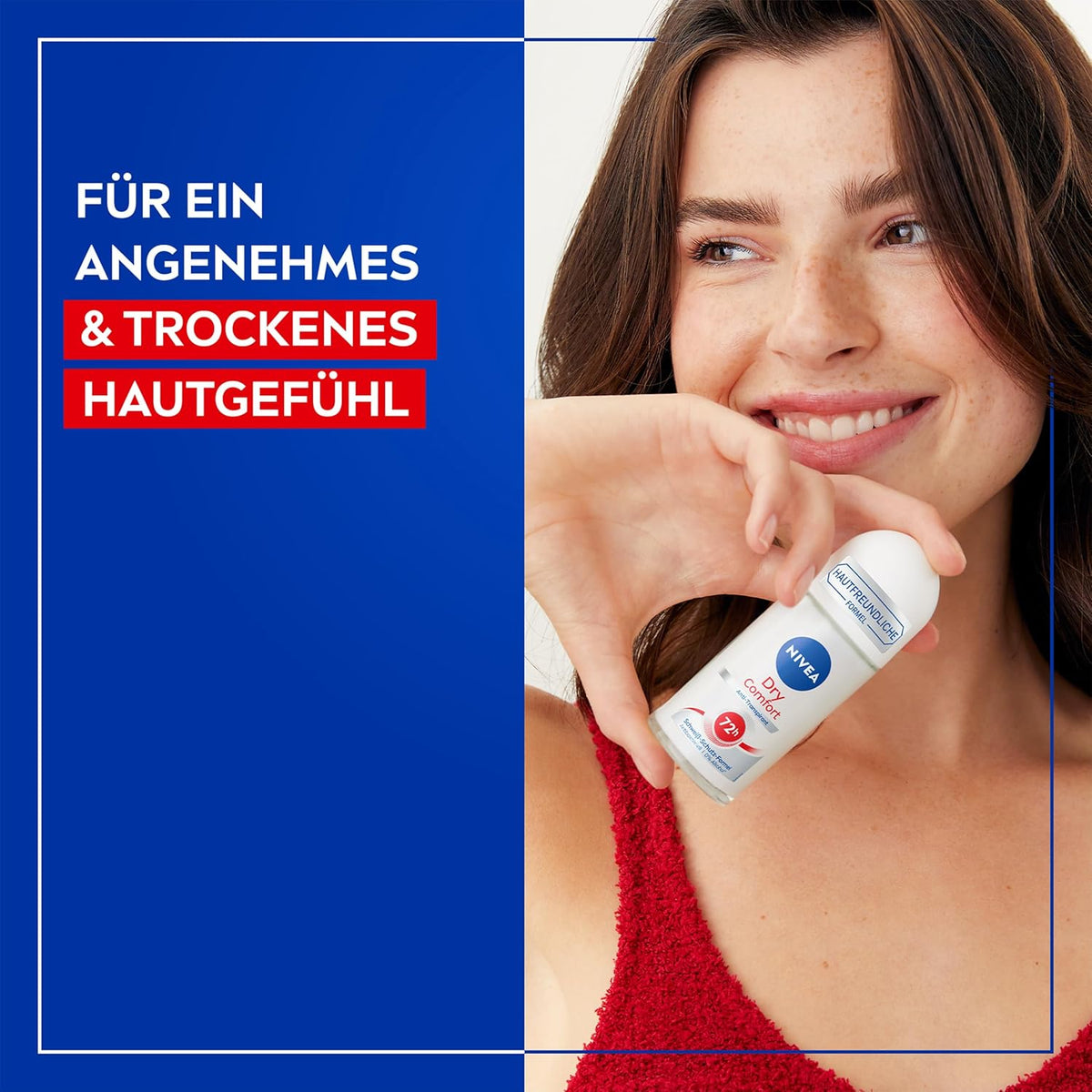 NIVEA Déodorant à bille Dry Comfort (50 ml), anti-transpirant fiable avec minéraux pour une sensation de peau sèche, avec protection 72h et formule Dual Active