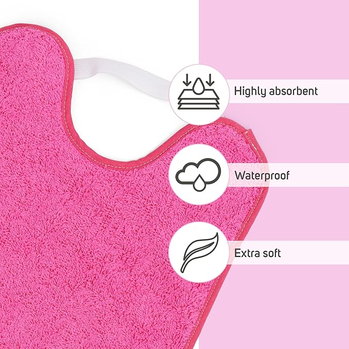 Ti TIN | Lot de 4 Bavoirs Imperméables Imprimés pour Bébés | Avec col en Caoutchouc Élastique | Avec Serviette en Éponge Doublée de Plastique