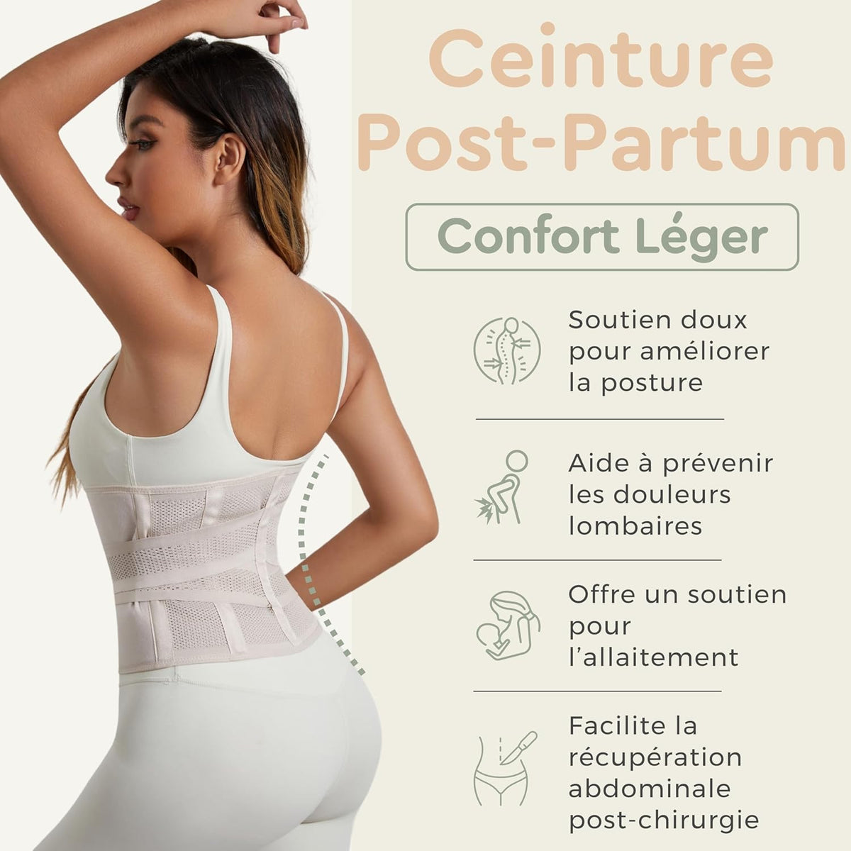 Mama Stuff BellyHug – Ceinture Post-Partum Gainante pour Femme | Soutien du Ventre, Taille et Bassin | Idéale Post Accouchement, Compression Ajustable et Confortable