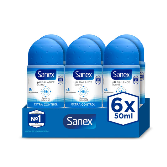 Sanex Roll-on Dermo Extra Control, 50 ml, Lot de 6