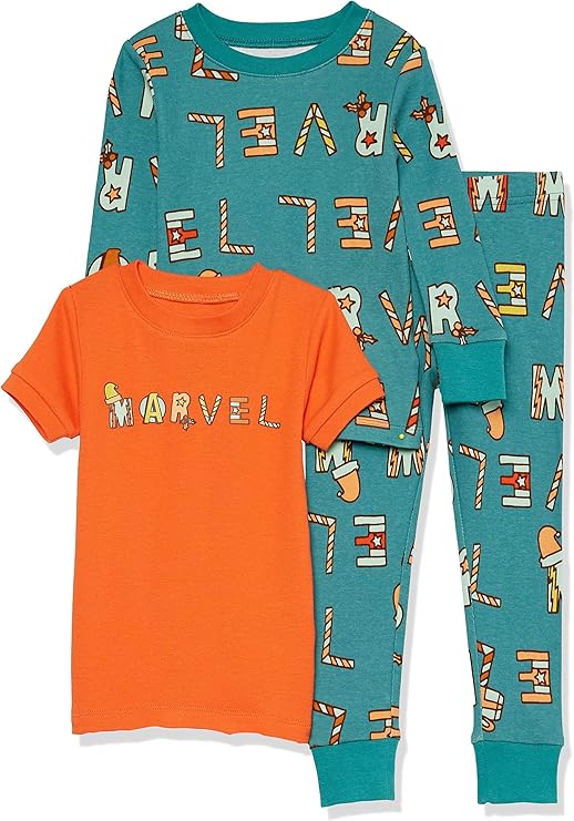 Amazon Essentials Marvel Ensembles De Pyjama, Coupe Ajustée, 3 Pièces Garçon
