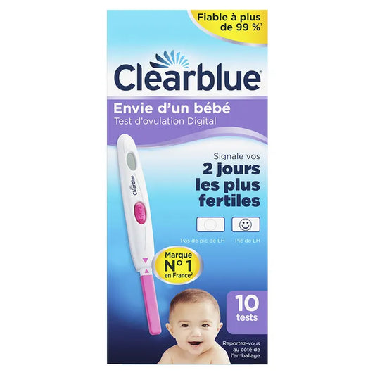 Clearblue Test D'Ovulation Digital 1 Hormone 2 Jours De Fertilité 10 Pièces