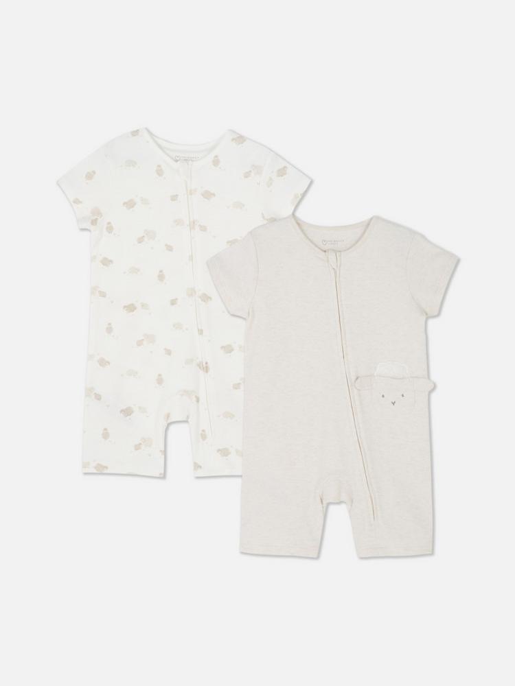 Primark Lot de 2 grenouillères zippées à manches courtes