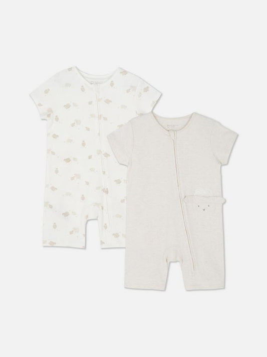 Primark Lot de 2 grenouillères zippées à manches courtes