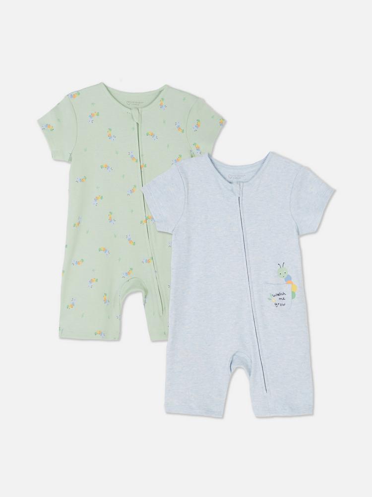 Primark Lot de 2 barboteuses zippées Watch Me Grow
