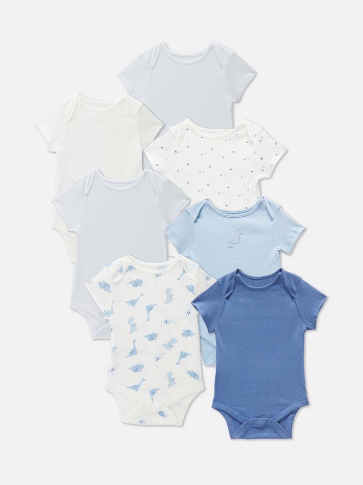 Primark Lot de 7 bodys à manches courtes dinosaures
