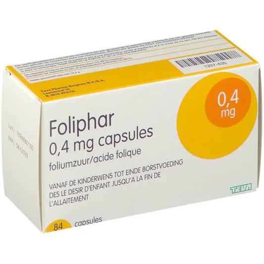 Foliphar Acide Folique 0.4mg Complément Alimentaire 84 Capsules