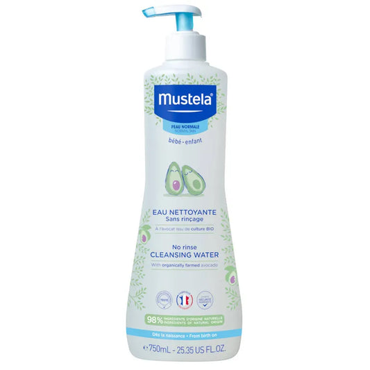 Mustela Bébé Eau Nettoyante Sans Rinçage Peau Normale Flacon Pompe 750ml