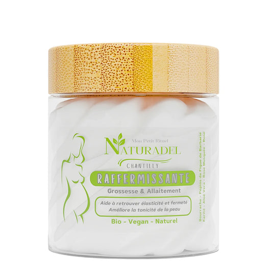 Crème Chantilly Raffermissante Naturadel - Soin Corporel Naturel pour Mamans, Adolescents et Changements de Poids - Fermeté et Tonicité avec Ingrédients Bio et Vegan - Fabriqué en France