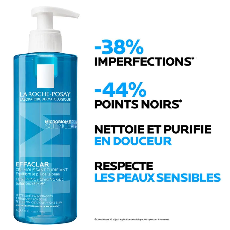 La Roche-Posay Effaclar Gel Moussant Purifiant Peau À Tendance Acnéique Flacon Pompe 400ml