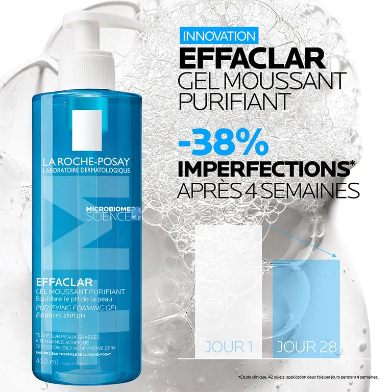 La Roche-Posay Effaclar Gel Moussant Purifiant Peau À Tendance Acnéique Flacon Pompe 400ml