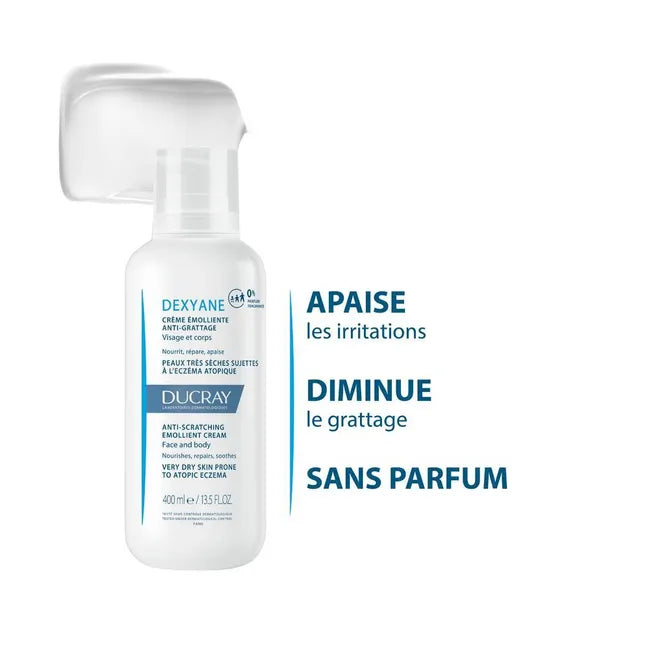 Ducray Dexyane Crème Émolliente Anti-Grattage Peaux Très Sèches À L'Eczéma Atopique Flacon 400ml