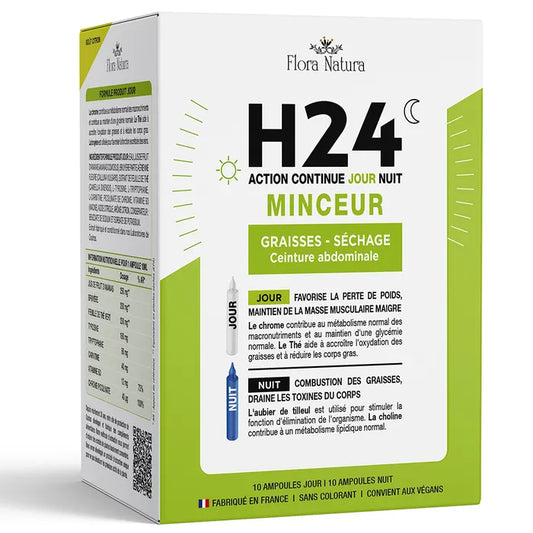 Flora Natura H24 Minceur Graisses-Séchage 10 Ampoules Jour & 10 Ampoules Nuit