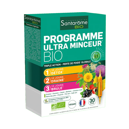 Santarome Programme Ultra Minceur Triple Action Perte de Poids Globale Bio 30 Ampoules