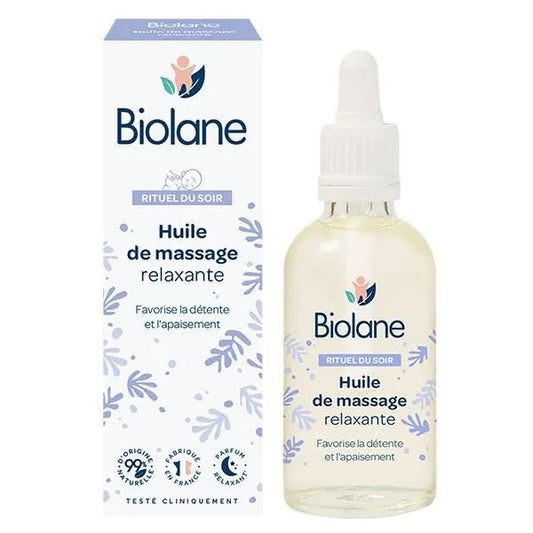 BIOLANE - Huile de massage - Bébé - Détente - Parfum relaxant et apaisant - 99% d'ingrèdients naturels - 50ml - Fabriqué en France, Blanc, 50.00 ml (Lot de 1)