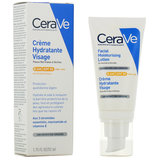 Cerave Crème Hydratante Visage IP50 Peaux Normales À Sèches Tube Pompe 52ml