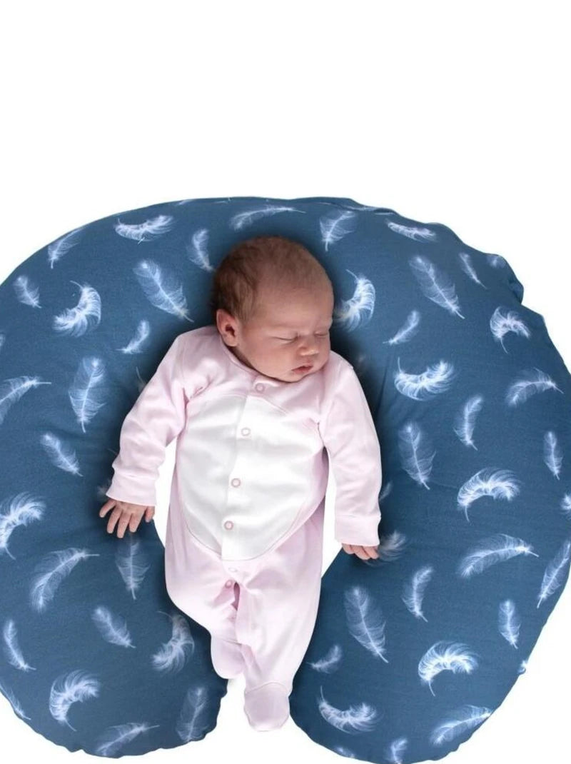 Coussin d'allaitement bleu, gris anthracite, gris