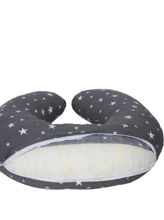 Coussin d'allaitement bleu, gris anthracite, gris