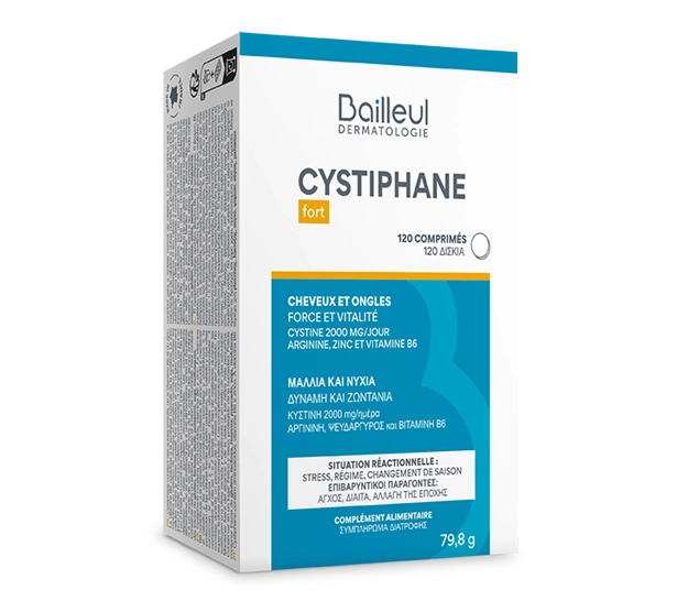 Bailleul | Cystiphane Fort | Complément alimentaire Cheveux & Ongles |Force & Vitalité | Résistance du cheveu | Chute de cheveux réactionnelle | Cystine – Vitamine B6| 120 comprimés