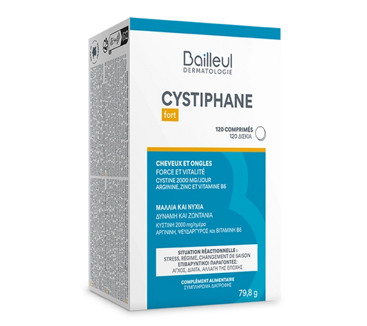 Bailleul | Cystiphane Fort | Complément alimentaire Cheveux & Ongles |Force & Vitalité | Résistance du cheveu | Chute de cheveux réactionnelle | Cystine – Vitamine B6| 120 comprimés