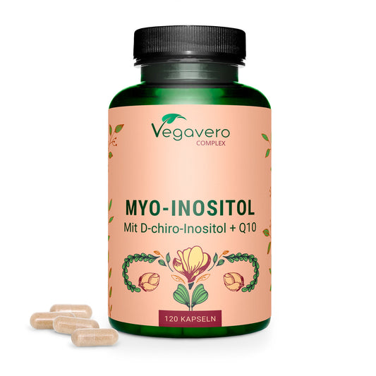 Vegavero, Myo Inositol Complex Vegavero® | SOPK + Fertilité* | Avec D-Chiro-Inositol, Q10, Zinc, Resveratrol, Vitamine B6 et B9 (Acide Folique Quatrefolic®) | Sans Additifs et Vegan | 120 Gélules