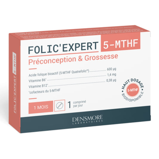 Folic'Expert Laboratoire Densmore  5-MTHF Préconception & Grossesse Cure 1 Mois 30 Comprimés