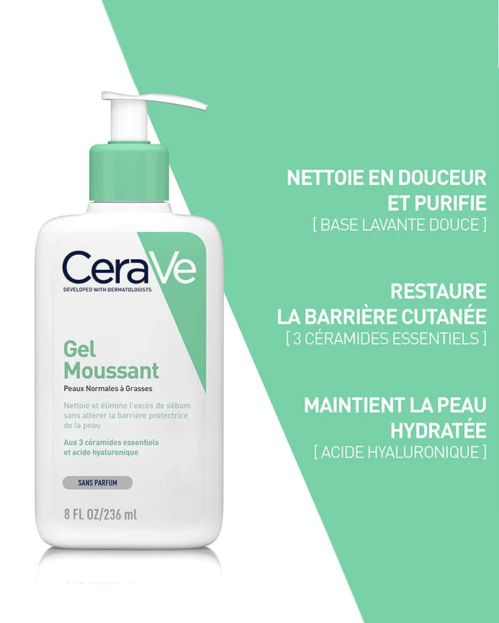 Cerave Gel Moussant Peaux Normales À Grasses Sans Parfum Flacon Pompe 473ml