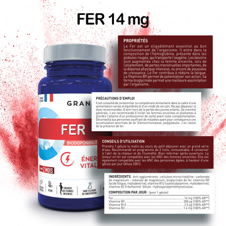 Granions Fer Énergie & Vitalité 60 Gélules