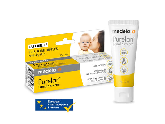 Medela - Crème d'allaitement à la lanoline Medela Purelan - mamelons douloureux, peaux sèches, 100% naturelle, hypoallergénique, 37g