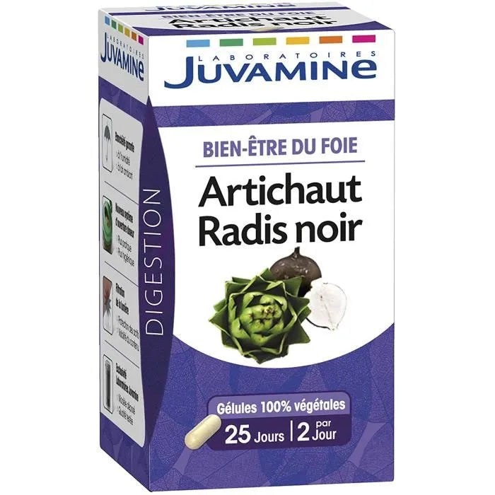 Juvamine Artichaut Radis Noir Bien-Être du Foie 50 Gélules Végétales